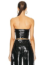 Lapointe Faux Patent Leather Tube Top in Black, view 3, click to view large image.