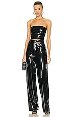 Lapointe Faux Patent Leather Tube Top in Black, view 4, click to view large image.