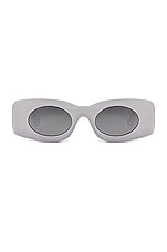 Loewe Paula's Ibiza Rectangle Sunglasses in White & Smoke Mirror, view 1, click to view large image.