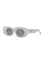 Loewe Paula's Ibiza Rectangle Sunglasses in White & Smoke Mirror, view 2, click to view large image.