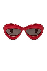 Loewe Inflated Cat Eye Sunglasses in Shiny Red & Smoke, view 1, click to view large image.