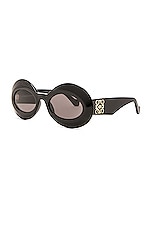 Loewe Chunky Anagram Sunglasses in Shiny Black & Smoke, view 2, click to view large image.
