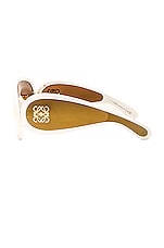 Loewe Paula's Ibiza Shield Sunglasses in Ivory & Brown Mirror, view 3, click to view large image.