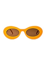 Loewe Paula's Ibiza Oval Sunglasses in Shinny Sunny Yellow, view 1, click to view large image.