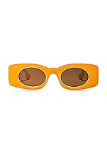 Loewe Paula's Ibiza Rectangle Sunglasses in Shinny Sunny Yellow, view 1, click to view large image.