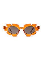 Loewe Paula's Ibiza Flower Sunglasses in Shiny Transparent Orange, view 1, click to view large image.
