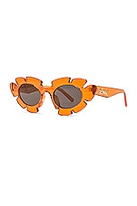 Loewe Paula's Ibiza Flower Sunglasses in Shiny Transparent Orange, view 2, click to view large image.