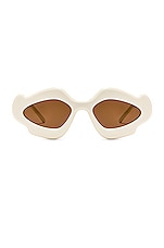 Loewe Paula's Ibiza Oval Sunglasses in Shiny Ivory, view 1, click to view large image.