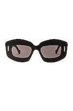Loewe Rectangle Sunglasses in Shiny Black, view 1, click to view large image.