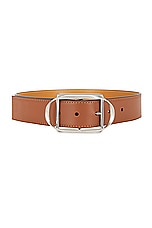 Loewe Curved Buckle Belt in Tan & Palladium, view 1, click to view large image.