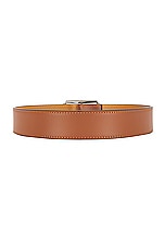 Loewe Curved Buckle Belt in Tan & Palladium, view 2, click to view large image.