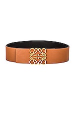Loewe Anagram Wide Belt in Tan & Gold, view 1, click to view large image.