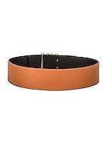 Loewe Anagram Wide Belt in Tan & Gold, view 2, click to view large image.