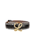 Loewe L Buckle Belt in Black & Gold, view 3, click to view large image.