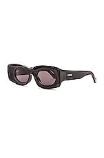 Loewe Paula's Ibiza Rectangular Acetate Sunglasses in Shiny Black & Smoke, view 2, click to view large image.