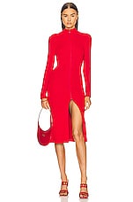 Loewe Midi Zip Up Dress in Vermillion, view 1, click to view large image.
