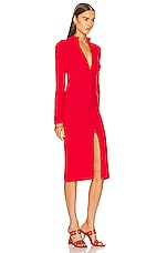 Loewe Midi Zip Up Dress in Vermillion, view 2, click to view large image.
