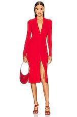 Loewe Midi Zip Up Dress in Vermillion, view 4, click to view large image.