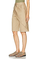 Loewe Pleated Short in Kraft Beige, view 3, click to view large image.