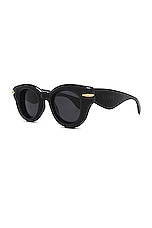 Loewe Inflated Sunglasses in Shiny Black & Smoke, view 2, click to view large image.