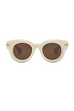 Loewe Inflated Sunglasses in Ivory & Brown, view 1, click to view large image.