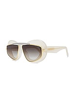 Loewe Double Frame Sunglasses in Ivory & Gradient Brown, view 2, click to view large image.