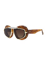 Loewe Double Frame Sunglasses in Blonde Havana & Gradient Brown, view 2, click to view large image.