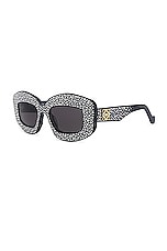 Loewe Chunky Anagram Starry Night Avant Premiere Sunglasses in Shiny Black & Smoke, view 2, click to view large image.