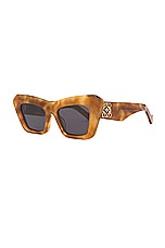 Loewe Anagram Cat Eye Sunglasses in Blonde Havana & Smoke, view 2, click to view large image.