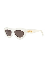 Loewe Curvy Sunglasses in Ivory & Brown, view 2, click to view large image.