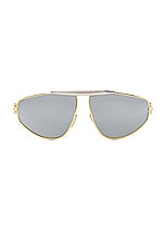 Loewe Metal Sunglasses in Shiny Endura Gold & Smoke Mirror, view 1, click to view large image.
