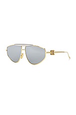 Loewe Metal Sunglasses in Shiny Endura Gold & Smoke Mirror, view 2, click to view large image.