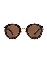 Loewe Round Sunglasses in Dark Havana & Brown, view 1, click to view large image.