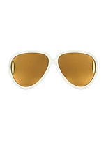 Loewe Paula's Ibiza Sunglasses in Ivory & Brown Mirror, view 1, click to view large image.