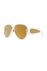 Loewe Paula's Ibiza Sunglasses in Ivory & Brown Mirror, view 2, click to view large image.