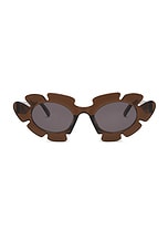 Loewe Round Sunglasses in Light Brown & Smoke, view 1, click to view large image.