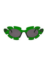 Loewe Round Sunglasses in Dark Green & Smoke, view 1, click to view large image.