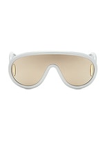 Loewe Shield Sunglasses in White & Smoke Mirror, view 1, click to view large image.