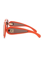 Loewe Shield Sunglasses in Shiny Orange & Brown, view 3, click to view large image.