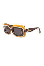 Loewe Rectangular Sunglasses in Light Brown & Smoke, view 2, click to view large image.