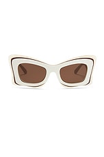 Loewe Square Sunglasses in Ivory & Brown, view 1, click to view large image.