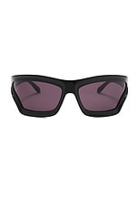 Loewe Paula's Ibiza Sunglasses in Shiny Black & Smoke, view 1, click to view large image.