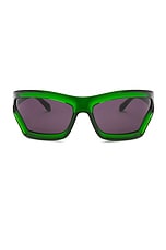 Loewe Paula's Ibiza Sunglasses in Dark Green & Smoke, view 1, click to view large image.