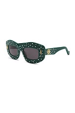 Loewe Anagram Starry Night Sunglasses in Shiny Dark Green & Smoke, view 2, click to view large image.