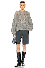 Loewe Anagram Sweater in Grey Melange, view 4, click to view large image.