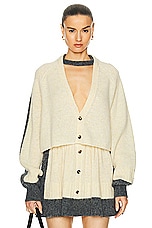 Loewe Cropped Cardigan in Yellow & Grey, view 1, click to view large image.