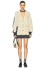 Loewe Cropped Cardigan in Yellow & Grey, view 4, click to view large image.