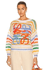 【送料&関税込】Loewe Multicolor Nylon Sweater Loewe Stripe Mohair Sweater in White & Multicolor | FWRD