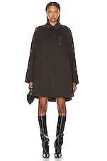 Loewe Trapeze Coat in Dark Chocolate Brown, view 1, click to view large image.