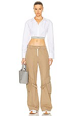 Loewe Cropped Shirt in Optic White, view 4, click to view large image.